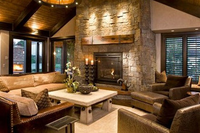 Rustic living room in Chicago.
