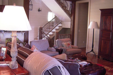 Example of a mountain style living room design in Charlotte