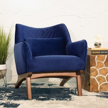Casper Lounge Chair - Dark Blue Velvet