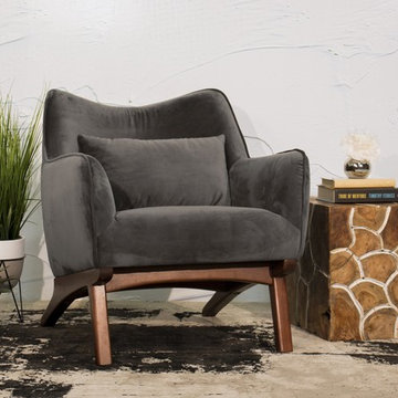 Casper Lounge Chair - Grey Velvet