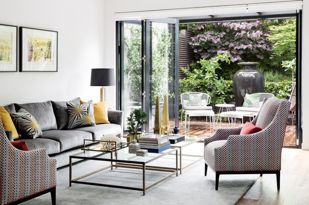 Transitional Living Room by Peter Schaad Design Studio