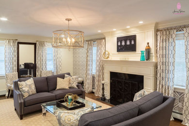 Inspiration for a large transitional living room remodel in New York