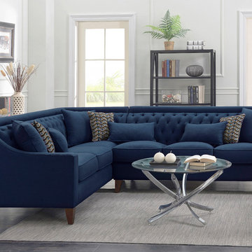Chic Home Aberdeen Left Facing Sectional Sofa, Navy Blue