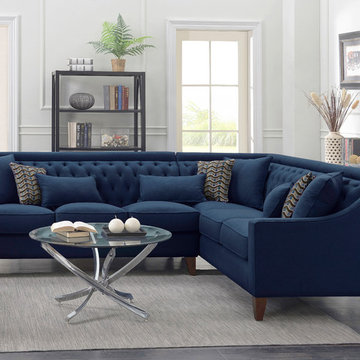 Chic Home Aberdeen Right Facing Sectional Sofa, Navy Blue