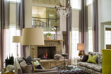 Example of a trendy living room design in Raleigh