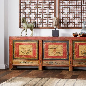 Chinese Antique Painted Sideboard Set