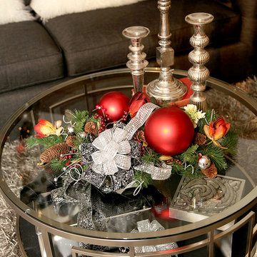 Christmas Decor on Cocktail Table by Chris Thayer, Designer at Star Furniture in