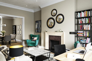 Mid-sized elegant living room photo in London
