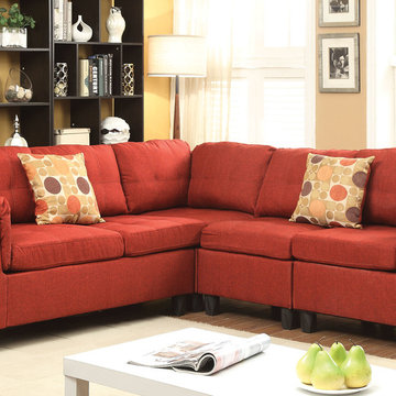 Cleavon Reversible Sectional Sofa, Red Linen