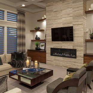 75 Beautiful Living Room With A Wall Mounted Tv Pictures Ideas October 2021 Houzz - Fireplace Wall Ideas With Tv