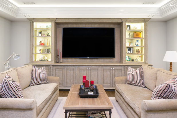 Transitional Living Room by Brandon Architects, Inc.