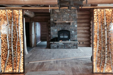 Living room - large rustic enclosed living room idea in Albuquerque