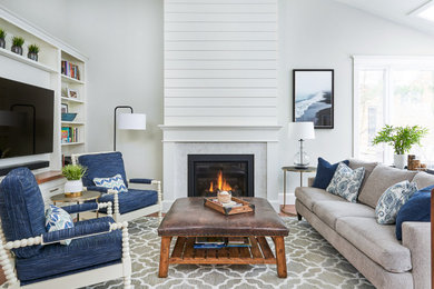 Living room - mid-sized coastal living room idea