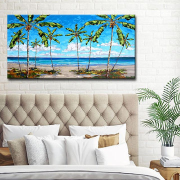 'Coastal Palms' Wrapped Canvas Coastal Wall Art