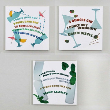 Cocktail Recipe Canvas Wall Art Sets