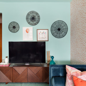 Colorful & Eclectically Styled Living Room Area