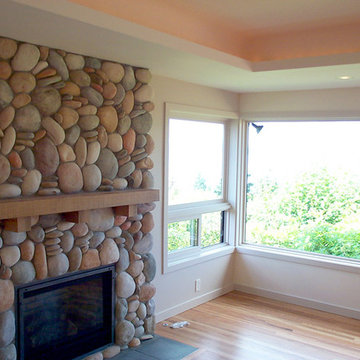 Colorful Seattle River Rock Fireplace
