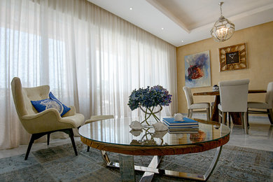 This is an example of a coastal living room in London.