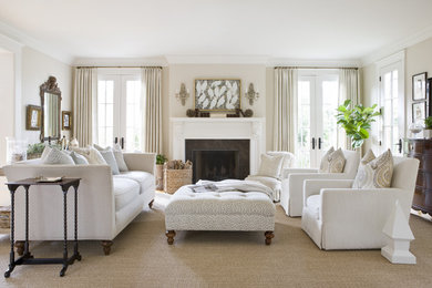 Inspiration for a mid-sized transitional enclosed living room remodel in DC Metro with beige walls