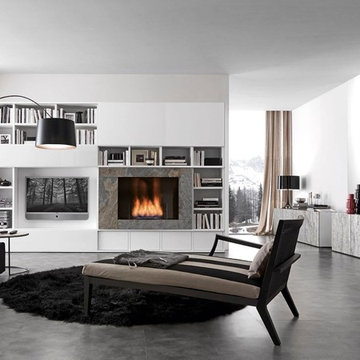 Comp. 328 Wall Unit with Fireplace by Presotto, Italy