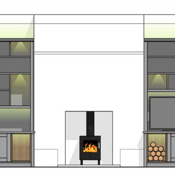 Concept Drawings for Grey Alcove Units With Lighting