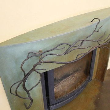 Concrete Fireplace Surround w/Steel Branches