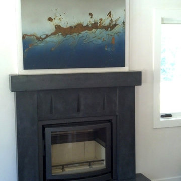 Concrete Fireplace with Hearth