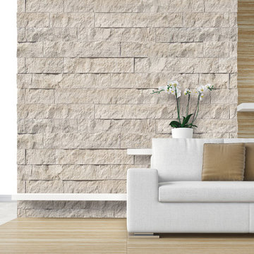 Contemporary 6 Inch Split Limestone Living Room - Coronado Stone Products