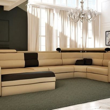 Contemporary Bonded Leather Sectional Sofas With Light