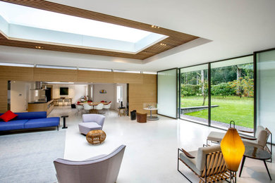 Design ideas for a large contemporary open plan living room in Wiltshire.