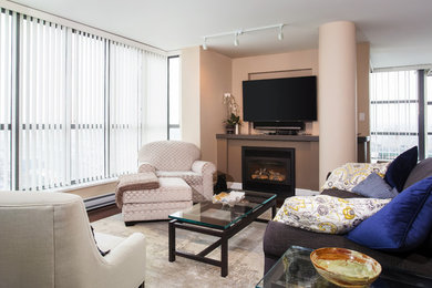 Example of a mid-sized transitional living room design in Vancouver