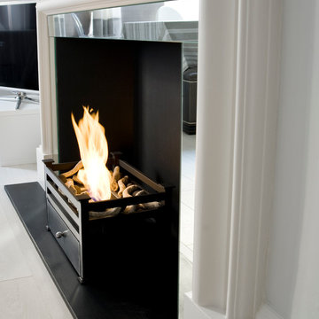 Contemporary fireplaces in living spaces