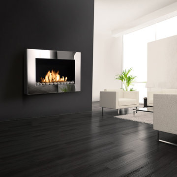 Contemporary fireplaces in living spaces