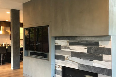 Contemporary Home in Kirkland- Concrete Treatment on Fireplace and Walls
