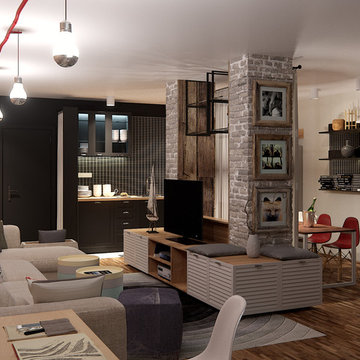 Contemporary Industrial livingroom