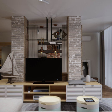 Contemporary Industrial livingroom