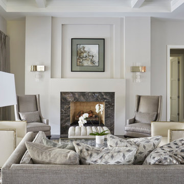 Contemporary Living Room Centered Around Fireplace