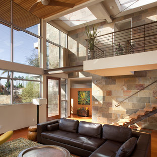 Trendy open concept living room photo in San Diego