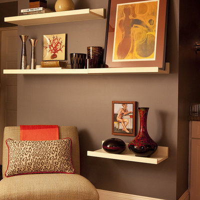 Trendy living room photo in Portland with gray walls