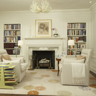 Small trendy enclosed living room library photo in Minneapolis with a standard fireplace