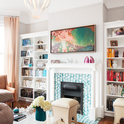Trendy living room photo in San Francisco with gray walls