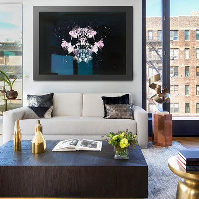 Living room - contemporary formal living room idea in New York with white walls, no fireplace and no tv