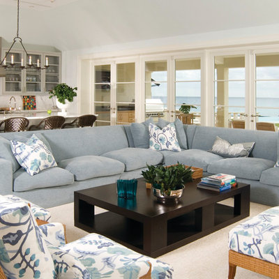 Inspiration for a large contemporary living room remodel in Miami with white walls