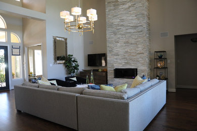 Trendy living room photo in Dallas