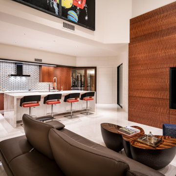 Contemporary Wood Cabinetry w/ TV Wall