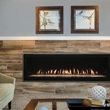 Cool Toned Modern Linear Fireplace - White Mountain Hearth
