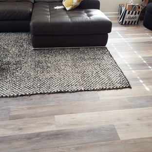 Arts and crafts vinyl floor living room photo in San Diego