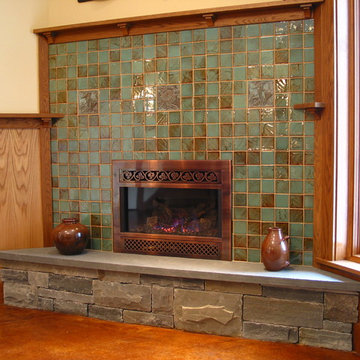 Corner Fireplace in Lake Bungalow