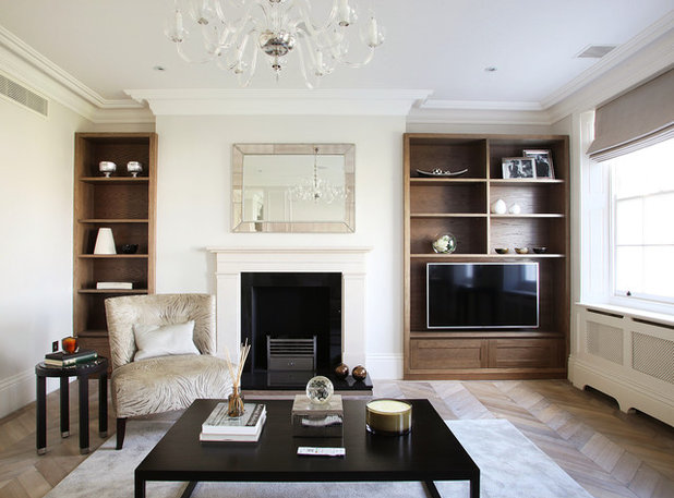 Transitional Living Room by Alex Maguire Photography