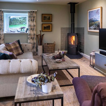 Cosy living area with log burner